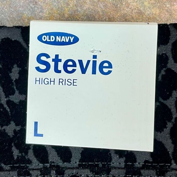 New NWT Old Navy Stevie High Rise Flock Black Leopard Leggings Large - Picture 11 of 13